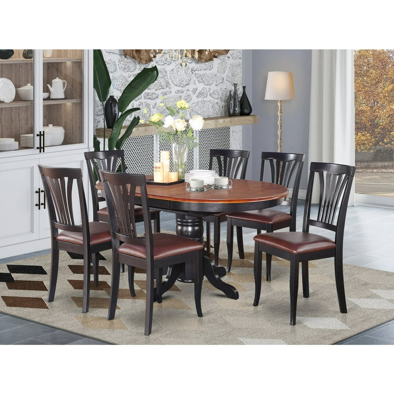 7 Pc Dining room set Oval Table with Leaf and 6 Dining Chairs