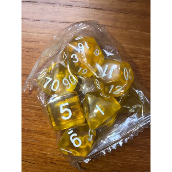7 Pc. Dungeons And Dragons Dice Set (Yellow Translucent)