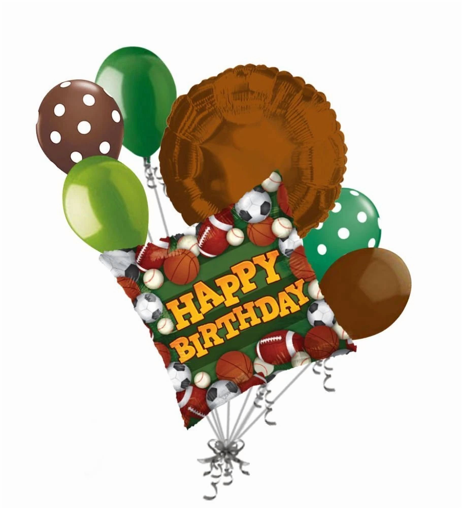 7 Pc Happy Birthday Sports Balloon Bouquet Party Decoration Football Soccer Ball