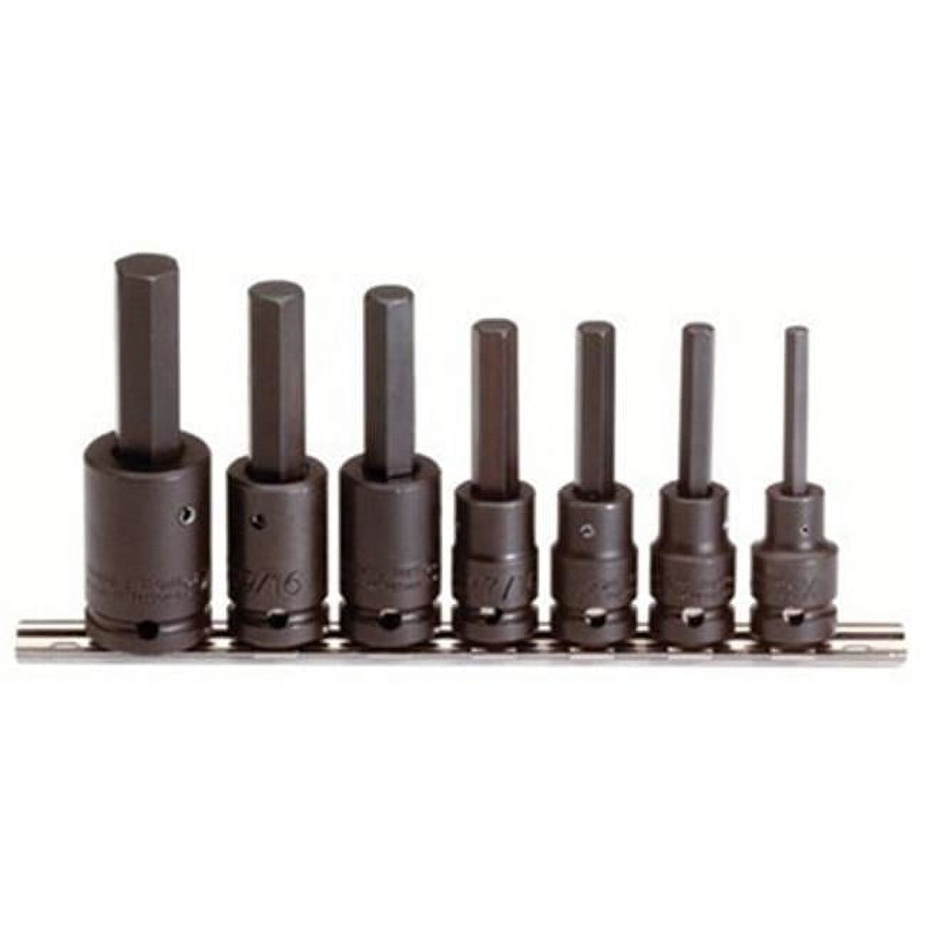 PROTO 7-Piece Hex-Bit Impact Socket Set, SAE, 1/2" Drive, 1/4" to 5/8"