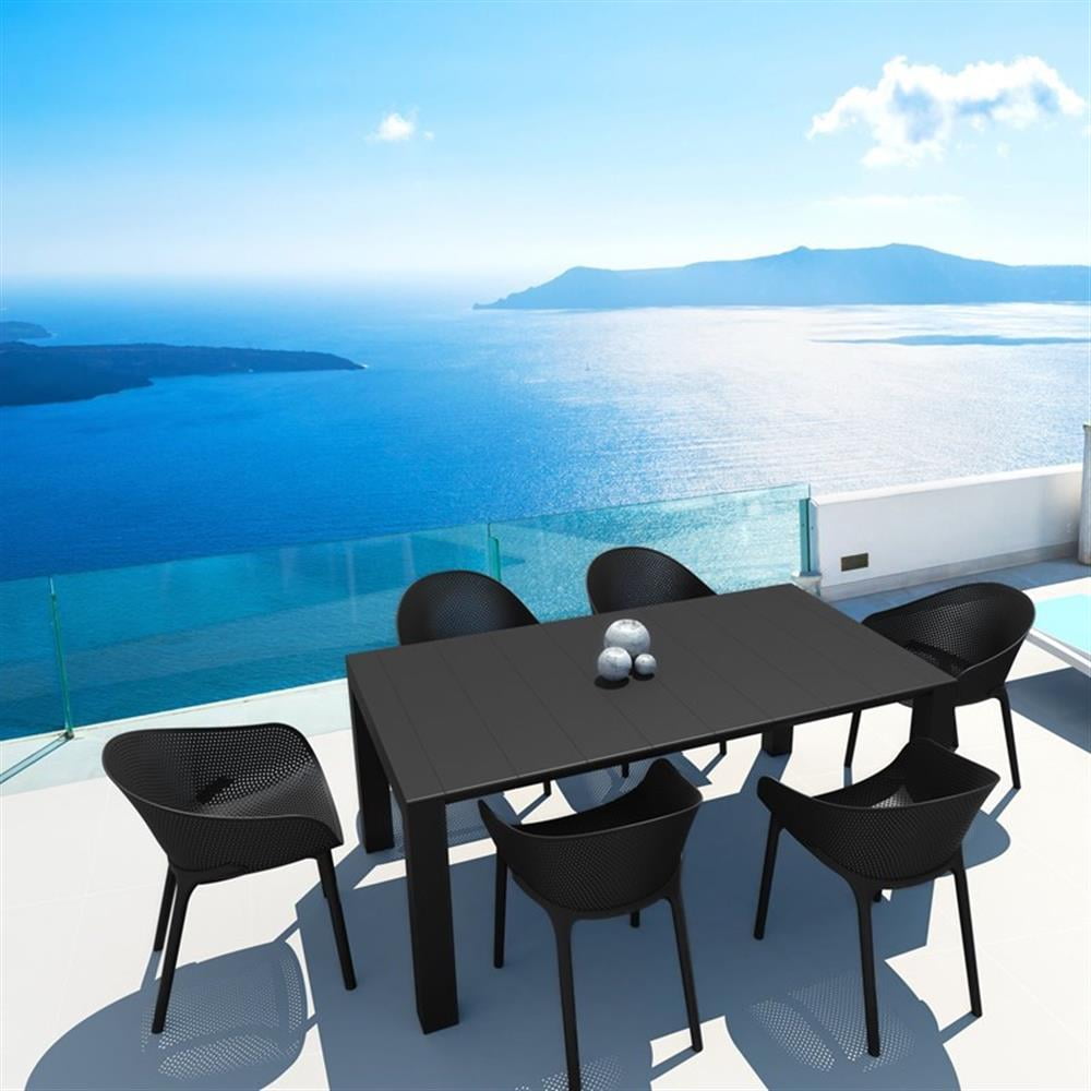 Skyline Chic 7-Piece Black Extendable Outdoor Dining Set