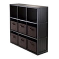 thumbnail image 1 of 7-Pc Wainscoting Panel Shelf 3 x 3 Cube with 6 Chocolate Foldable Baskets, 1 of 1