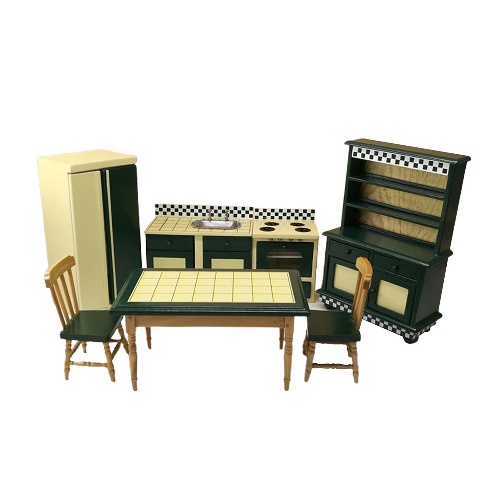 Vintage Coffee Chair and Table set 1/6 Scale Off white Dollhouse Minia, image size:1600x1600