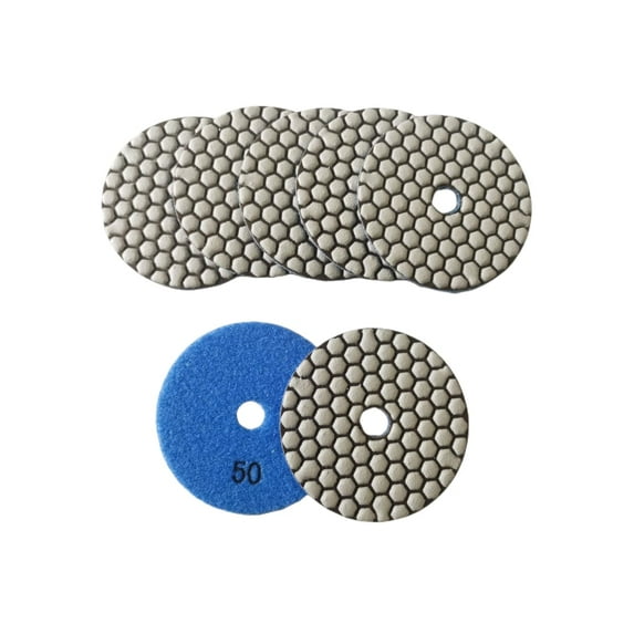 7 Pcs 4 Inch Dry Diamond Polishing Pads 50-3000 Grit for Granite Marble Quartz Countertop Tiles