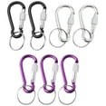 thumbnail image 1 of 7 Pcs 5# Screw Lock Mini Multicolor Aluminum Carabiner Hook w Keyring, 1 of 9
