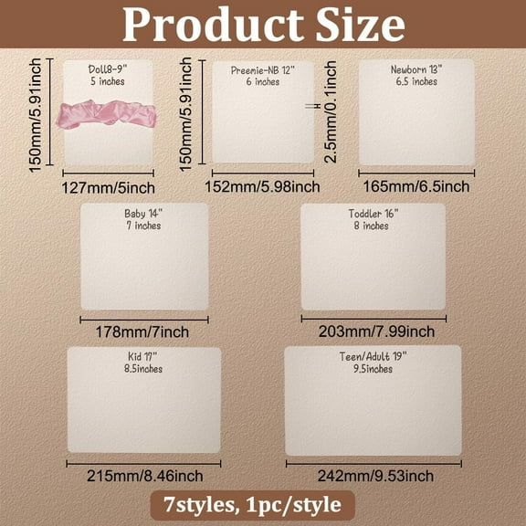 7 Pcs Acrylic Headband Boards 7 Sizes Head Band Size Guide Measuring Board Rectangle Headwraps Size Guide Measuring Templates Clear Bow Tie Tool for Woman Headwear Hair Bows Display