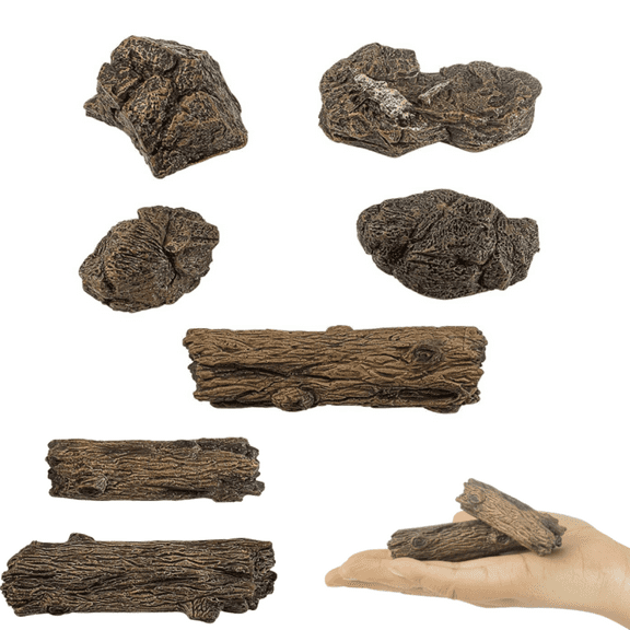 7 Pcs Artificial Tree Stump Resin Stumps Ornaments Mini Garden Figurines Plant Pots Decor Miniature Stone Rock Statue for Train Landscape Railway Sand Table