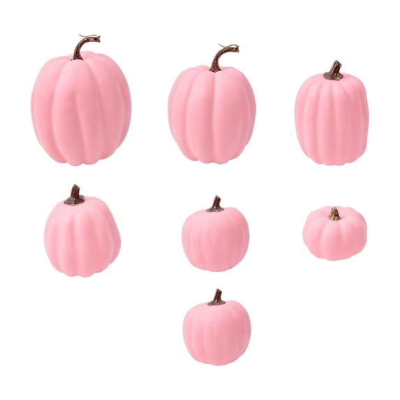 7 Pcs Assorted Sizes Artificial Pumpkins Fall Decor Fake Faux Foam Pumpkins for Halloween Thanksgiving Harvest Home Table Decor