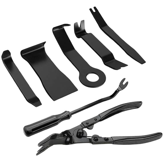 7 Pcs Auto Trim Removal Tool Kit, Non-Marring Car Pry Tool Set, Scratch-Free Door Panel Dashboard Audio Fastener Remover for DIY Repair & Mechanics, Black