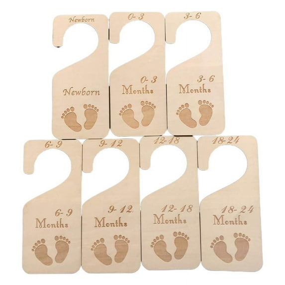 7 Pcs Baby Closet Size Divider Wooden Baby Closet Organizers for Home Nursery