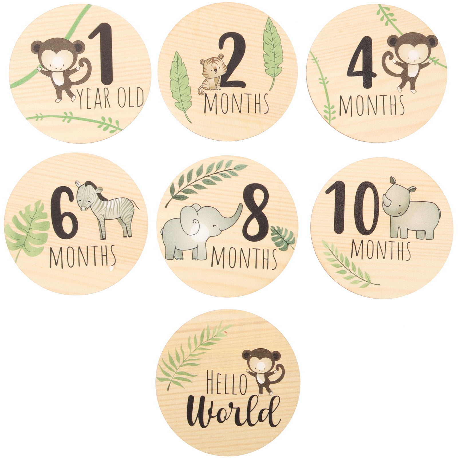 7 Pcs Baby Monthly Milestones Wooden Announcement Sign Place Cards Gift ...