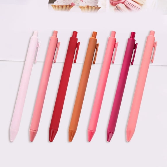 7 Pcs Ballpoint Pens,Retractable Comfortable Writing Pens,Medium Point Black Ink Pens,Retractable Smooth Writing Quick-Dry Gel Pens,5.51 Inch Rollerball Pens for Journaling,Taking Note,Writing,Red