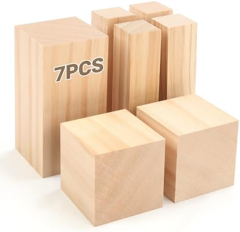 7 Pcs Basswood Carving Blocks, Whittling Wood Blocks Kit with 3 ...
