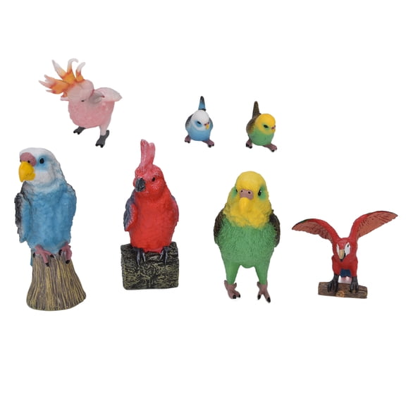7 Pcs Bird Figurines Children Cute Lifelike Budgerigar Macaw Bird Model Toy Gift Home Decoration