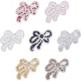thumbnail image 1 of 7 Pcs Bow Rhinestone Applique (2.2"x2.6") Iron/Sew on Applique Patch Bowknot Glitter Crystal Applique for Bags Hats Shirts Clothing DIY Projects 7 Colors, 1 of 7