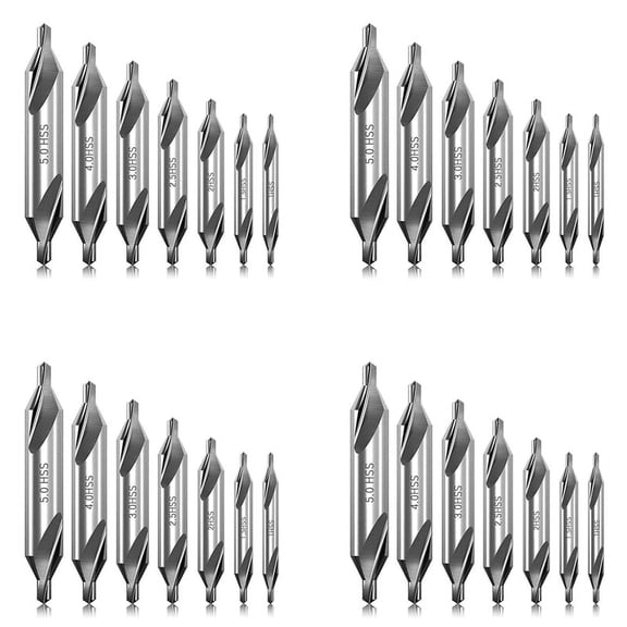 7 Pcs Center Drill Bits Set 60-Degree Angle Center Drill for Lathe
