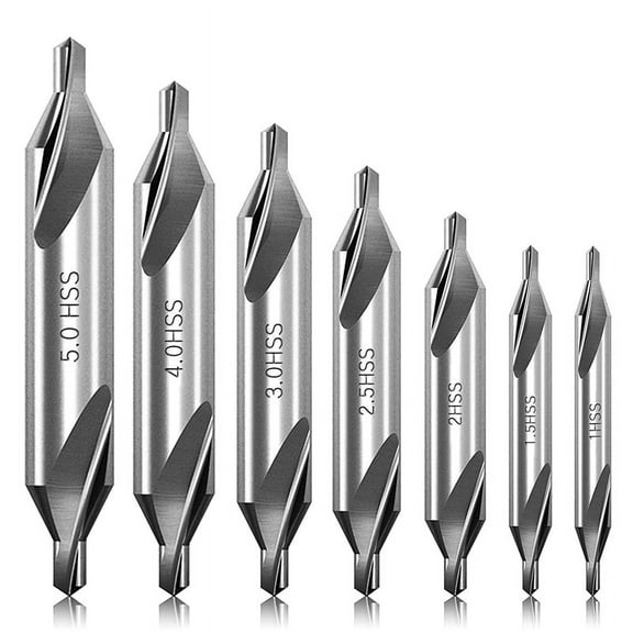 7 Pcs Center Drill Bits Set 60-Degree Angle Kit Countersink Tools for Lathe Metalworking