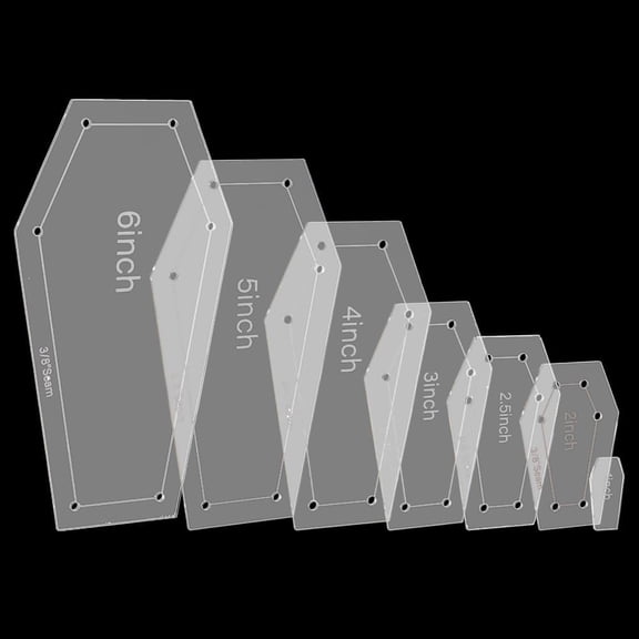 7 Pcs Coffin Acrylic Quilting Templates 7 Sizes Clear Coffin Sewing Template Acrylic Quilting Stencils