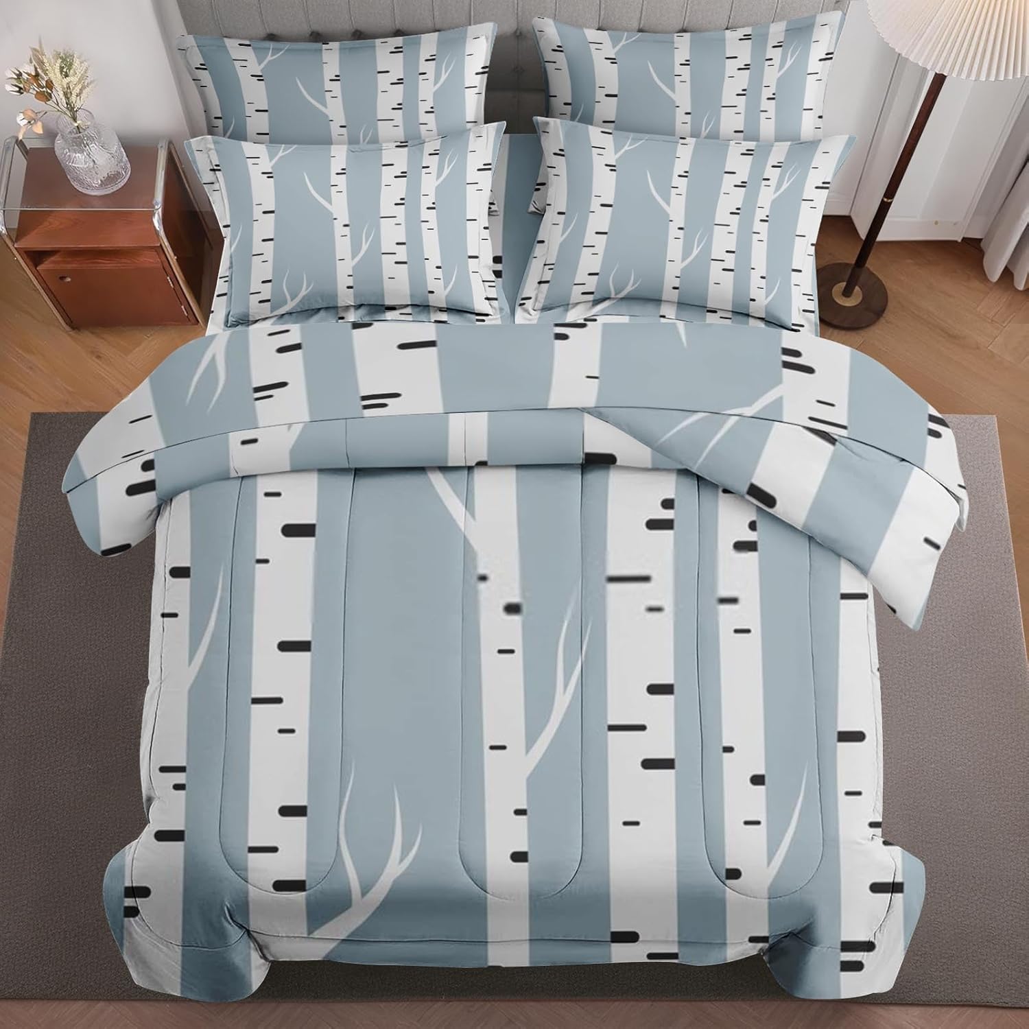 7 Pcs Comforter Set Full Size Red Tree Frog Bed in a Bag with Flat