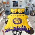 thumbnail image 1 of 7 Pcs Comforter Set Twin Size,Basketball Bed in a Bag with Flat Sheet and Fitted Sheet for Kids and Adults,Sports Bedding Set with Pillowcase and Sham,Los Angeles, 1 of 5