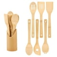 thumbnail image 1 of 7 Pcs Cooking Utensil Set with Bamboo Organizer Creative Kitchen Utensil Set Practical Kitchen Cooking Tool for Nonstick Cookware and Pan, 1 of 11