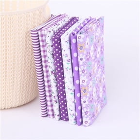 7 Pcs Cotton Craft Fabric Bundle Squares Patchwork DIY Sewing Scrapbooking Quilting Floral Dot Pattern Craft and Hobby Fabric 10" x 10", Purple