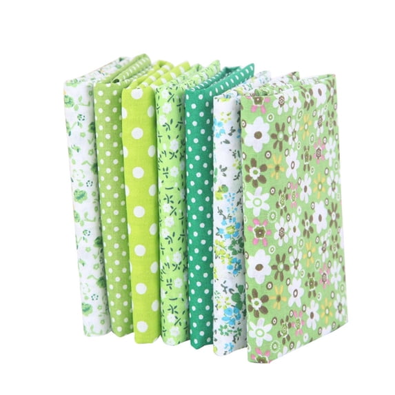 7 Pcs Cotton Fabric Bundles For Quilting,Small Square Different Patterns Printed Patchwork Fabric,25 Cm X 25 Cm Handmade Craft Cloths Fabric For Sewing Patchwork, Quilting, Diy Scrapbooking,Green