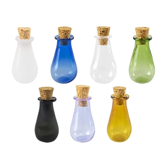7 Pcs Cute Jars Vial with Cork Drifting Bottle Storage Bottles DIY