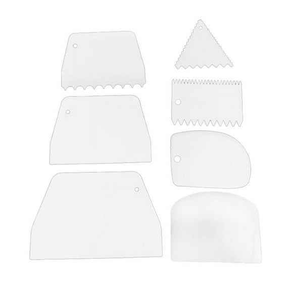 7 Pcs Dough Cake Plastic Icing Scraper Cake Smoother,Dough & Bench Scraper for Baking,Bread Scraper Tools