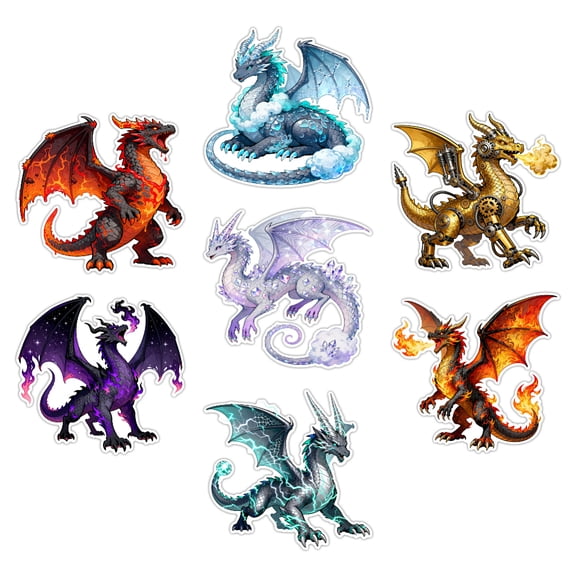 7 Pcs Dragon Vinyl Car Stickers Self Adhesive Car Decals Flame Stickers Waterproof Car Decal for Car Motorcycle Helmet Window Home Decor 5.826 inch