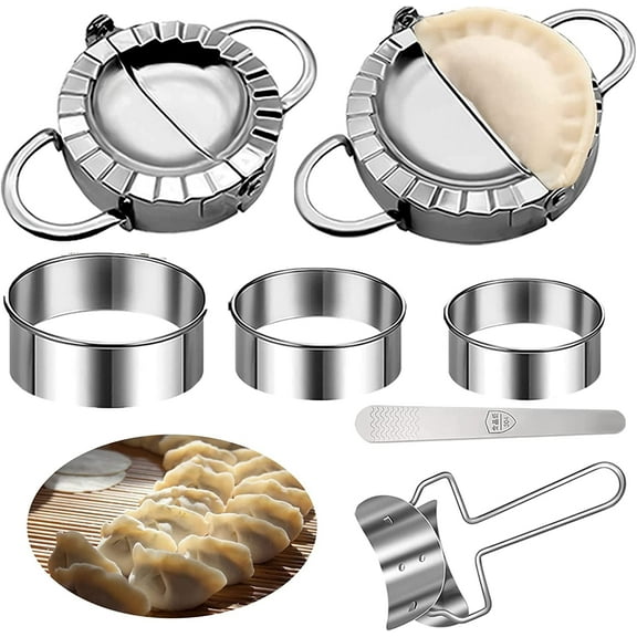 7 Pcs Dumplings Maker, Stainless Steel Pie Making Dough Press Maker Dumpling Mold Tool, Wraper Dough Cutter Pie Ravioli Dumpling Mould Kitchen Accessories Eco-Friendly Pastry Tools