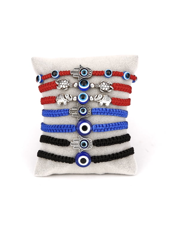 7 Pcs Evil Eye Bracelet Red String Kabbalah Protection Handmade Adjustable Bracelet For Women Men