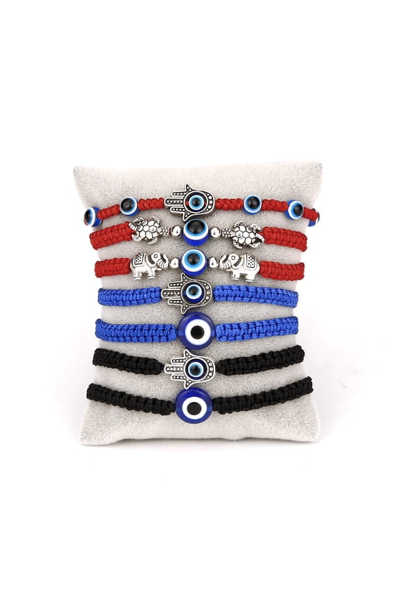 7 Pcs Evil Eye Bracelet Red String Kabbalah Protection Handmade Adjustable Bracelet For Women Men
