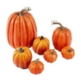 thumbnail image 1 of 7 Pcs Fall Artificial Pumpkins Decor, Assorted Size Foam Pumpkins for Halloween Decor, Thanksgiving Display, Harvest Autumn Decorations, Faux Pumpkin Centerpiece Orange, 1 of 5