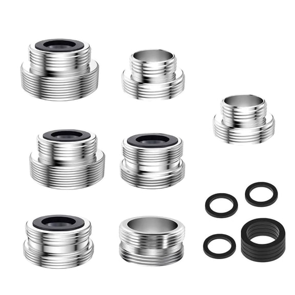 7 Pcs Faucet Adapter Kit,Metal Aerator Male/Female Faucet Adapter To Connect Garden Hose,Kitchen Aerator Adapter Set,Sink Faucet Adapter for Water Filter,Hose Connectors Accessories,Silver