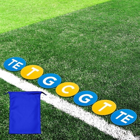 7 Pcs Football Lineman Split Marker Players Floor Spot Markers Playing Field Marking Equipment Alignment Offensive Defensive Positions Dots for Drills and Training Teaching Classroom, 6 Inch