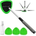 thumbnail image 1 of 7 Pcs Green Windshield Washer Brush Tool Kit, Includes 4 Reusable & Washable Microfiber Cloths with Retractable Handle for Window & Glass Cleaning, 1 of 9