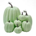 thumbnail image 1 of 7 Pcs Handmade Assorted Sizes Green Artificial Pumpkins, Lifelike Fake Foam Pumpkins for Fall Harvest Halloween Thanksgiving, Suitable for Home Table Decor, Party Supplies, and Table Centerpiece, 1 of 11