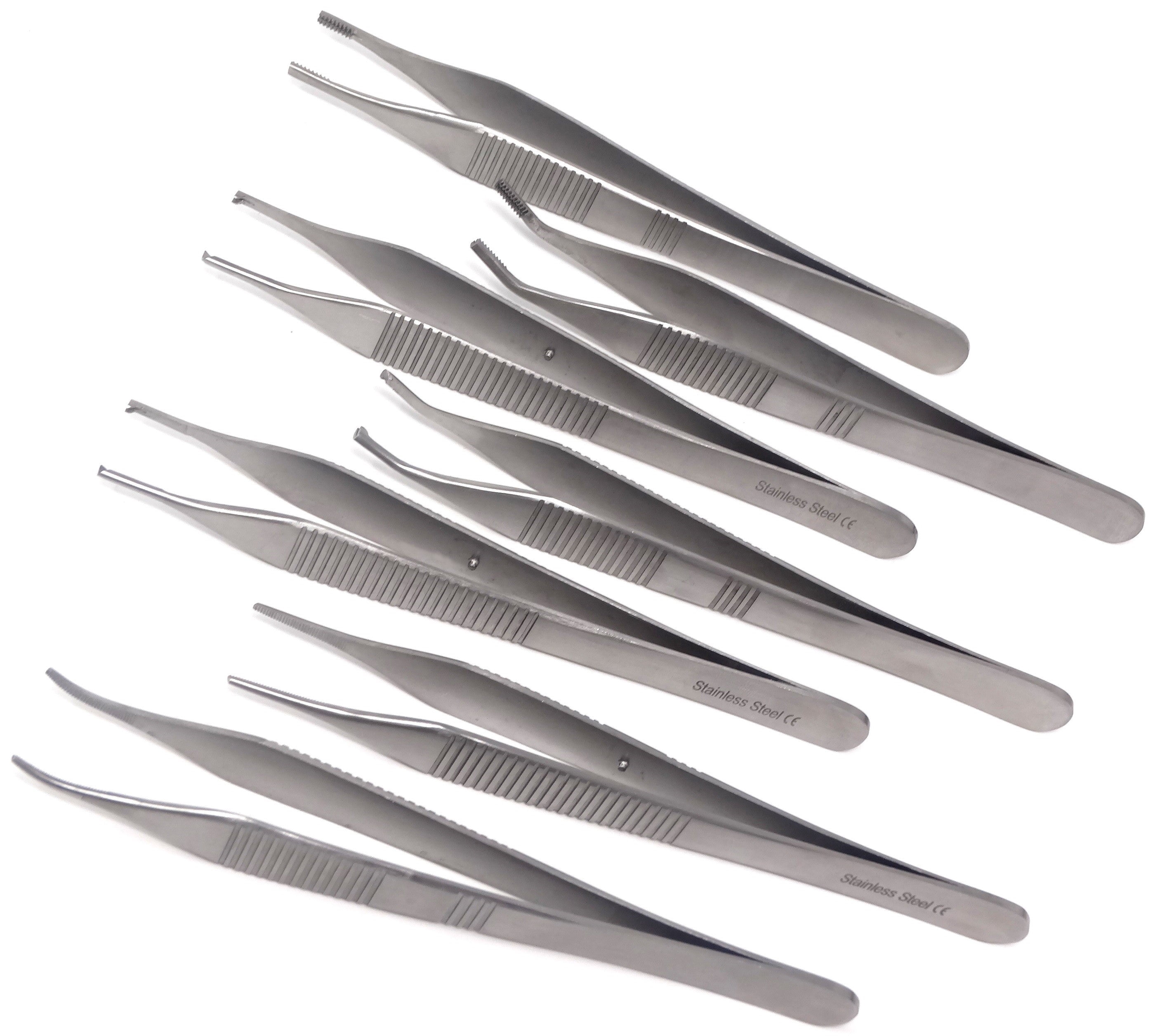7 Pcs Jewelry Tweezers Multipurpose Stainless Steel 4.75" STR + CRV Diamonds Tweezers