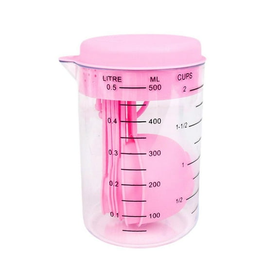 7 Pcs Kitchen Measuring Tool, Clear Measuring Cup with Lid with Scale Scale Set Plastic Measuring Cup Set Kitchen Tool, Nesting Measuring Cups Measuring Cups, for Cooking Baking Lab Use