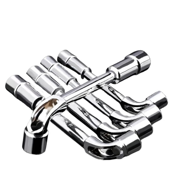 7 Pcs L Type Angled Socket Wrench with Thru Hole Car Repair Pipe Socket Key Wrench Tool Set for General Repairing, Pipeline, Bicycle