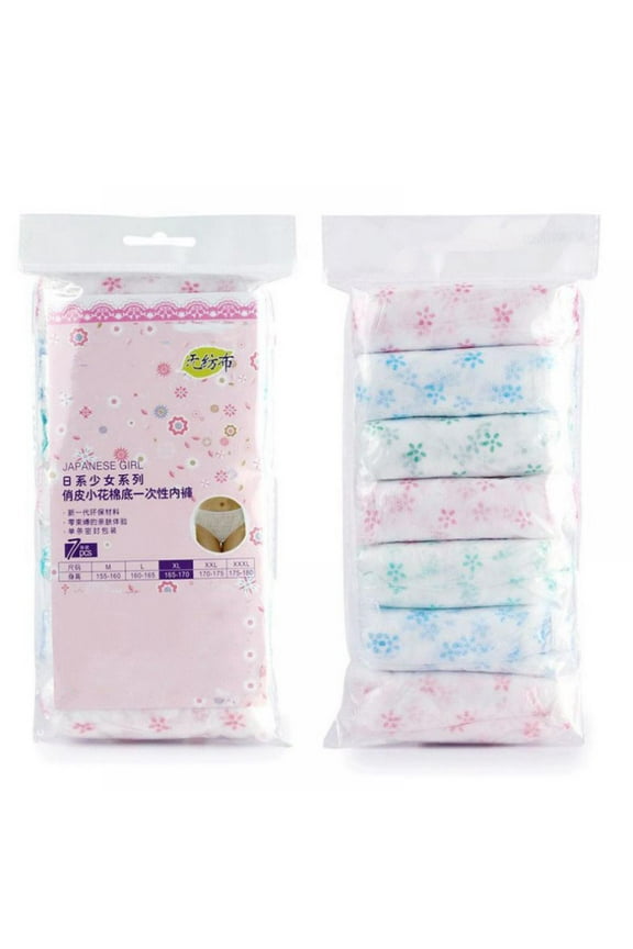 7 Pcs Ladies Disposable Panties Cotton Wrapped Travel Women's Paper Briefs Breathable Underwear Pants