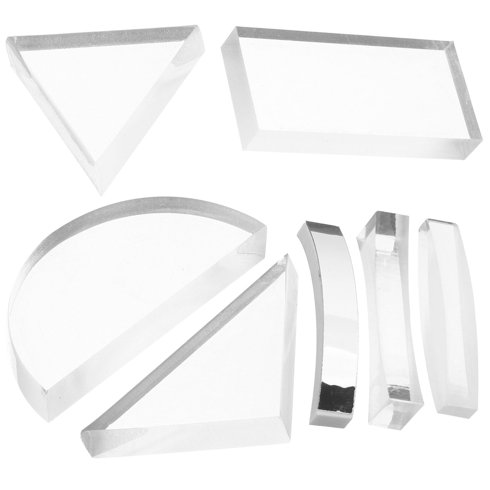 7 Piece Optical Glass Lens And Prism Set - Physics Education Light Experiment