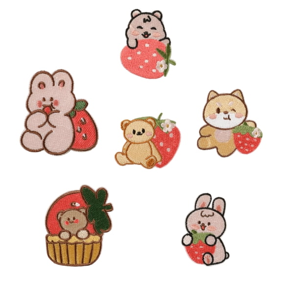 7 Pcs Lovely Rabbits Repair Patches Iron on Embroidered Patches Cartoon Bear Sew On Decorative Appliques for Clothes Hat