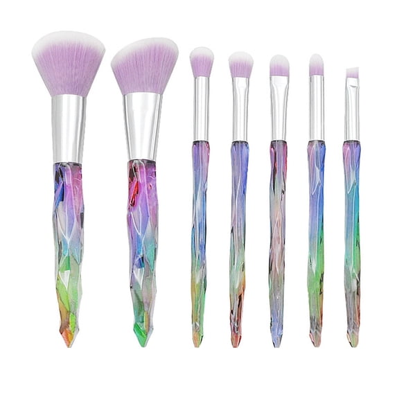 7 Pcs Makeup Brush Set, Crystal Handle Cosmetic Brushes for Foundation Powder Concealer Eye Shadow, Lighgt Purple