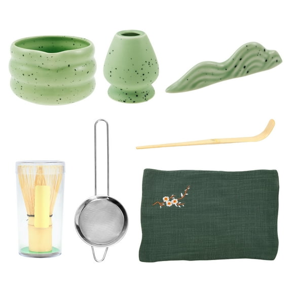 7 Pcs Matcha Tea Set Elegant Matcha Kit with Whisk Bowl Whisk Holder Scoop Sifter Versatile Tea Making Tools for Presenting and Personal Use