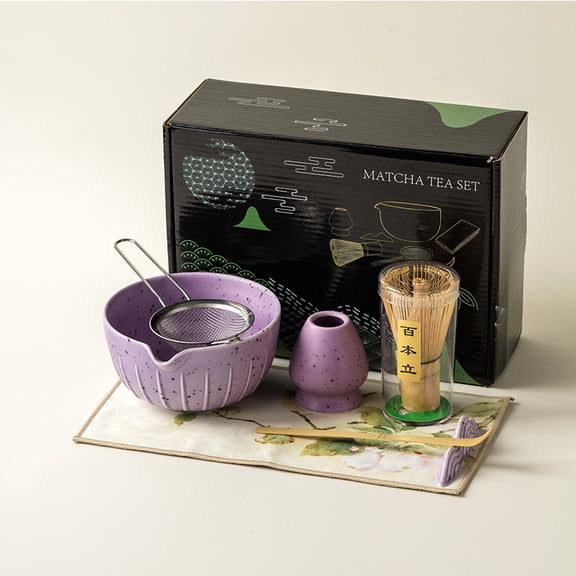 7-Pcs Matcha Whisk Set, Matcha Sets - Matcha Bowl with Spout, Bamboo Whisk and Holder, Scoop, Sifter ect.– Complete Gift for Matcha Lovers, Japanese Tea Ceremony