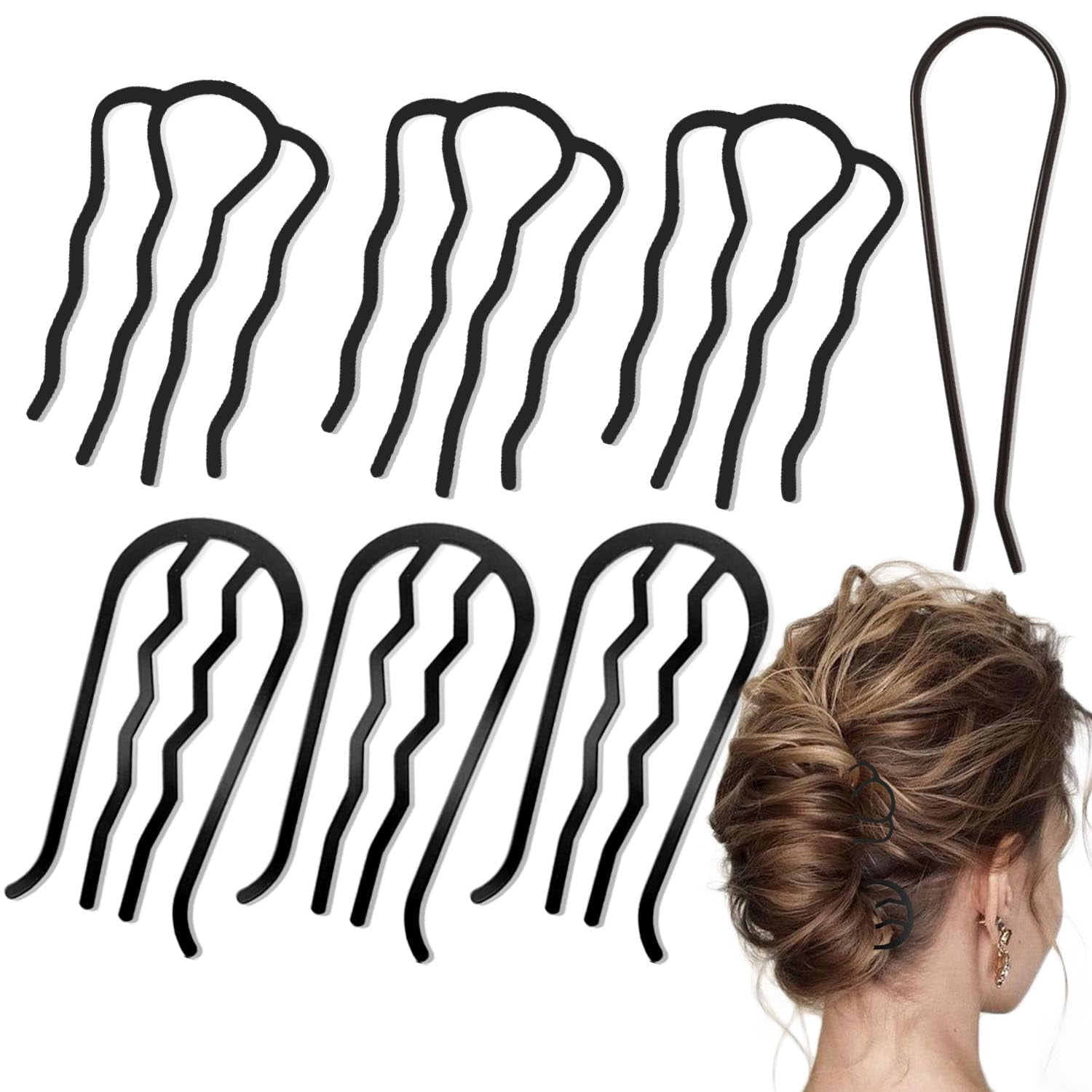 Set of metal side combs used for vintage hairstyle looks