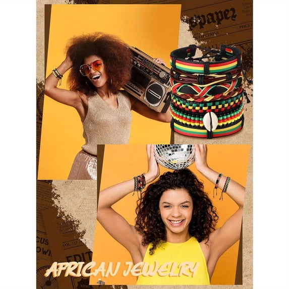 7 Pcs Multi Layer Ethnic Tribal Bracelet with Unique Patterns, Handmade Braided African Beaded Bracelets, Stylish jewelry Accessory Suitable for Everyday & Vacation Wear, Birthday Present