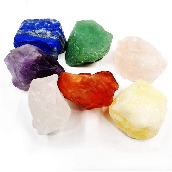 7 Pcs Natural Raw Chakra Stones Set, Rough Healing Crystals Kit for Meditation, Reiki, Tumbling, Home Table Decoration